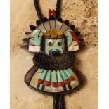 A Rare and Unusual, Silver "Shalako" Kachina Bolo, expressed in 3D.