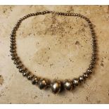 A Large and Impressive Vintage Navajo Silver "Pearls" Beaded Necklace, by Leo Lando Yazzi,