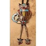 A Rare and Fine Owl Form Zuni Bolo, by the renowned Theodore Edaakie, known as Ted Edaakie,