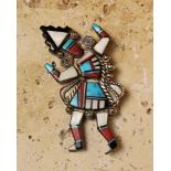 An Attractive and Highly Decorative Vintage Zuni Silver "Rainbow God" Pin.