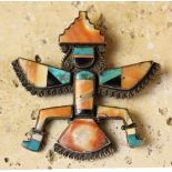 An Attractive Vintage Silver Zuni "Knifewing God" Pin, previously of the Mudhead Gallery,