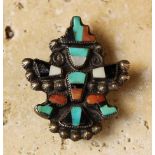 A Small, Highly Appealing Vintage Silver Zuni "Knifewing God" Pin, by Bowman Paywa.