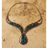 An Outstanding and Unusual Morenci Turquoise Necklace, handcrafted by James Lee, signed.