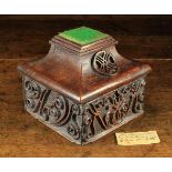 An Unusual 18th Century Oak Box carved with decorative entwined strap-work and scrolling initials