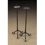 A Pair of 16th Century Wrought Iron Pricket Stands.