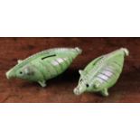 Two Mid 19th Century Green-Glazed Country Pottery Pig Money Boxes.