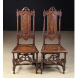 A Pair of Attractive Early 18th Century Joined Oak Side Chairs.