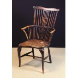 A Rare 18th Century Fruitwood & Elm Comb back Windsor Chair.