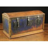 A 17th/18th Century Dome-topped Wooden Chest of rectangular form retaining traces of old blue