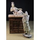 Two Decorative 19th Century Chinese Gessoed Wood Carvings retaining traces of original paintwork &