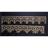 A Pair of 15th Century Pierced Oak Rails of Gothic Tracery incorporating wrythen trefoiled roundels