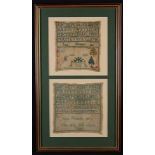 A Pair of George II Samplers by Ann Holmes; both dated 1817, 9½ in x 8½ in (24 cm x 22 cm),