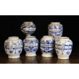 A Collection of Six Blue & White Delft Drug Jars, London,
