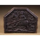 A Fine Cast Iron Fire-back, Circa 17th Century, emblazoned with George & the Dragon,