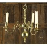 A Small 18th Century Style Brass Three Branch Chandelier.