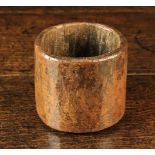 A Small 18th Century Dug-out Treen Pot of cylindrical form, 3½ in (9 cm) high,