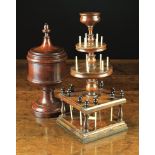 Two Pieces of Treen: A Fine Early 19th Century Bobbin Holder having a decoratively turned centre