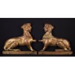 A Pair of 18th Century Carved Giltwood Relief carved Sphinxes, 19 in (48 cm) high,