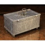 A 16th Century Etched Steel Casket of rectangular form,