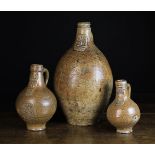 Three 17th Century Saltglazed Stoneware Bellarmines.