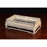 A Fabulous 19th Century Chinese Carved Ivory Scholar's Tray with white metal mounts.