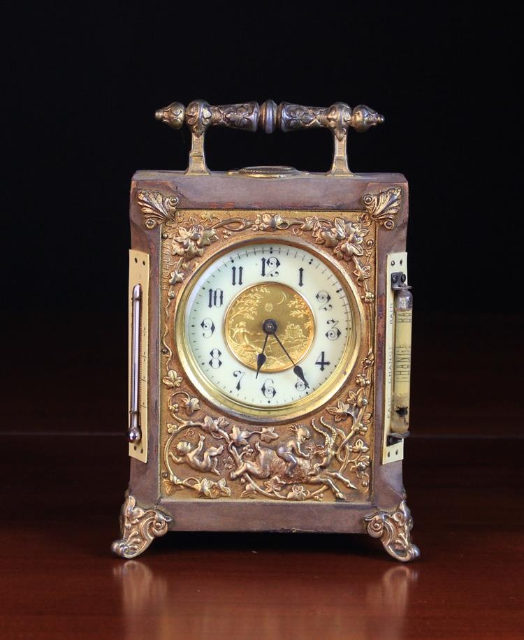 A 19th Century Gilt Metal & Velvet Clad Carriage Clock.