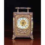 A 19th Century Gilt Metal & Velvet Clad Carriage Clock.