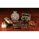 A Collection of 19th Century & Later Tortoiseshell Veneered & Mounted Objects: A fine cut glass
