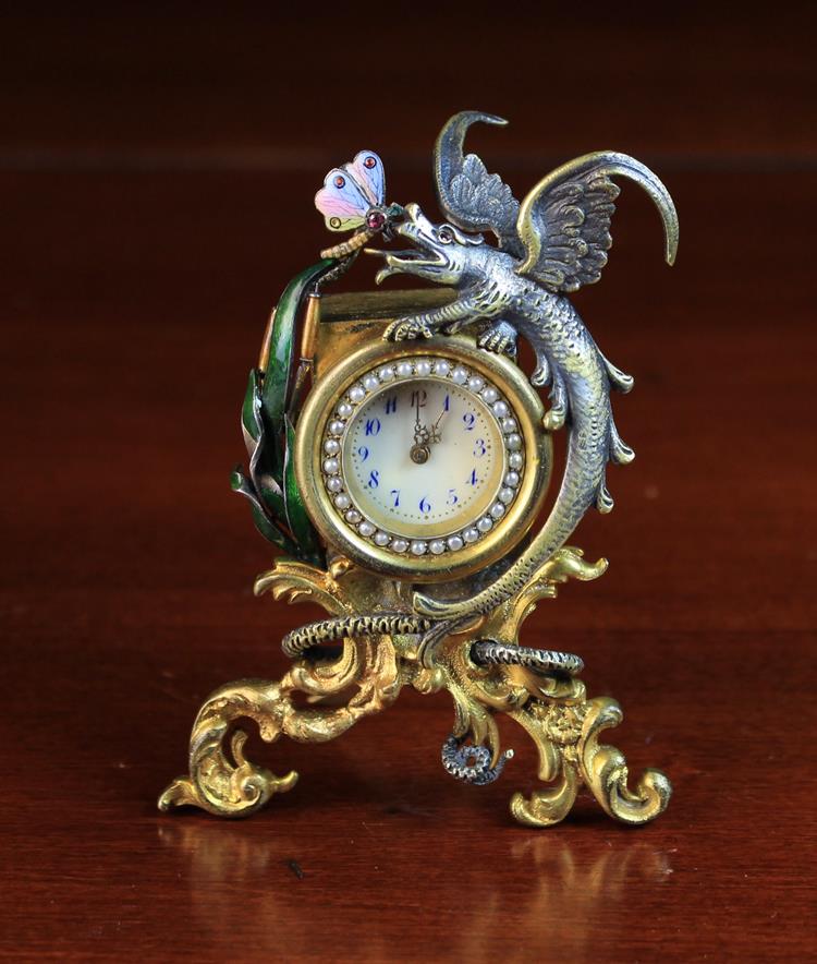 A Miniature Clock by Rau & Steinmeyer Geneva/Pforzheim.