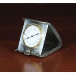 A Silver Art Deco Pocket Travel Clock.