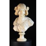 A 19th Century Belle Epoch Carved White & Grey Veined Marble Bust of a Female Beauty.