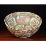 A Large Chinese Bowl decorated in polychrome enamels with figural panels alternated with birds and