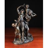 A 19th Century Dark Brown Patinated Bronze Bacchanalian Figure Group after Clodion,