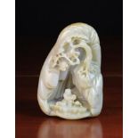 A 19th Century Chinese Celadon Jade Carving of a Mountain Scene depicting Lui Hai and the three