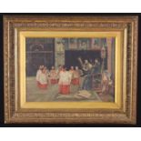 A 19th Century Oil on Canvas: Genre Painting of A Choir Practice, signed MJK Cobb 1894 lower right,