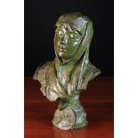 E. Villanis. An Art Nouveau Bronze Bust of Dalila, signed E. Villanis.