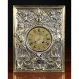 An Elkington Silver Plated Relief Cast Rectangular Clock Face with French movement.