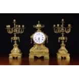 A Splendid and Rare 19th Century Gilt Bronze Double-faced Clock Set in the Louis XVI Style.