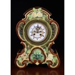 A Victorian Majolica Mantel Clock.