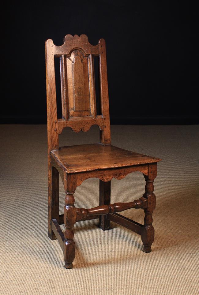 An Early 18th Century Joined Oak Side Chair (A/F) having a dome topped fielded back panel beneath a - Image 2 of 2