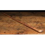 A Regency Carved Ash Folk Art Walking Stick dated 1822,