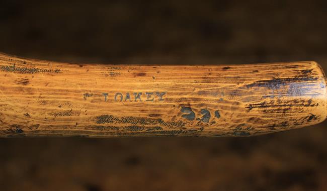 A Rustic Treen Lead Workers Crease Chaser, of good rich colour and patination. The handle stamped T. - Image 2 of 2