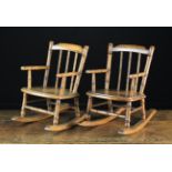 A Rare Pair of 19th Century Doll's Rocking Chairs carved with simulated bamboo and painting with