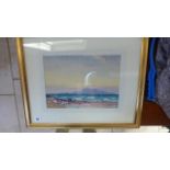 Tom Campbell - Scottish 1865 - 1943 - Sundown over Arran watercolour 26cm x 36cm signed, inscribed