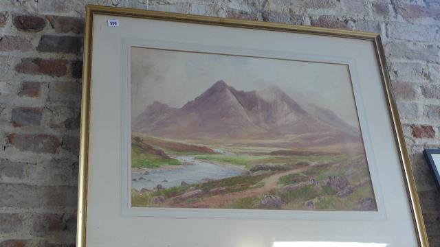 A watercolor of the Cuilling Skye signed F MacKinnon - 50cm x 70cm