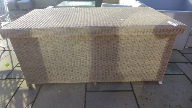 A Bramblecrest Oakridge all weather wicker large cushion box - oatmeal coloured weave