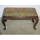 Victorian Rosewood long stool with tapestry cover, 41cm tall x 78cm x 38cm - in good restored