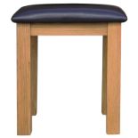 A new boxed oak stool, width 42cm x depth 40cm x height 47cm