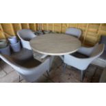 A Bramblecrest Garden Table with a Concrete and Resin Top and four all weather Garden Chairs - 140cm