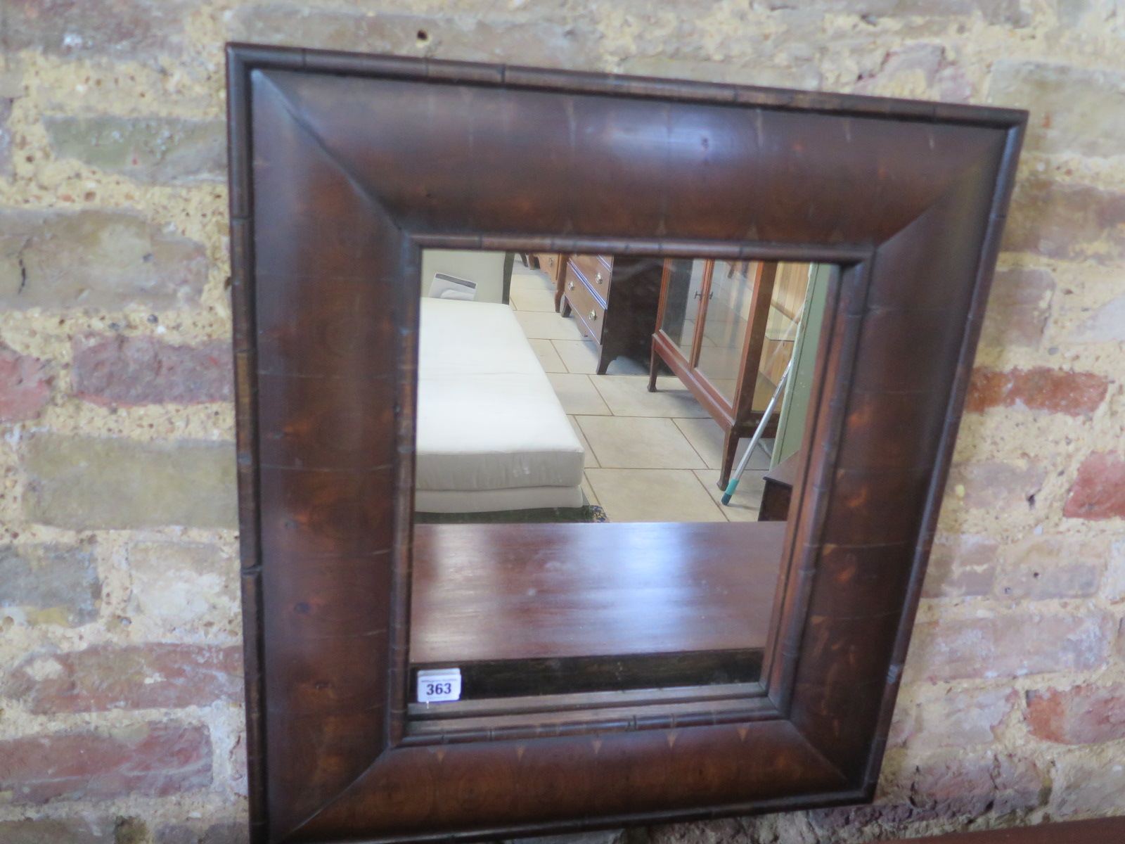 A antique style oyster veneered mirror - 57cm x 52cm - made by a local cabinet maker and in very